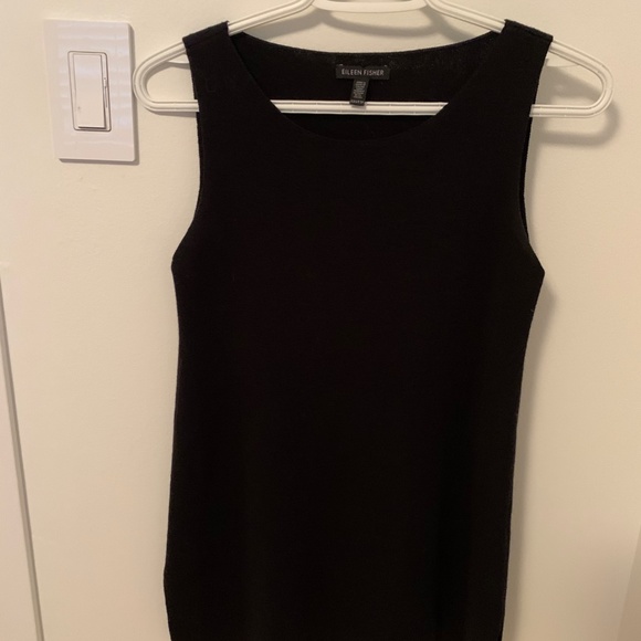Eileen Fisher Loose-Fitting Black Wool Tank Top - Picture 1 of 4